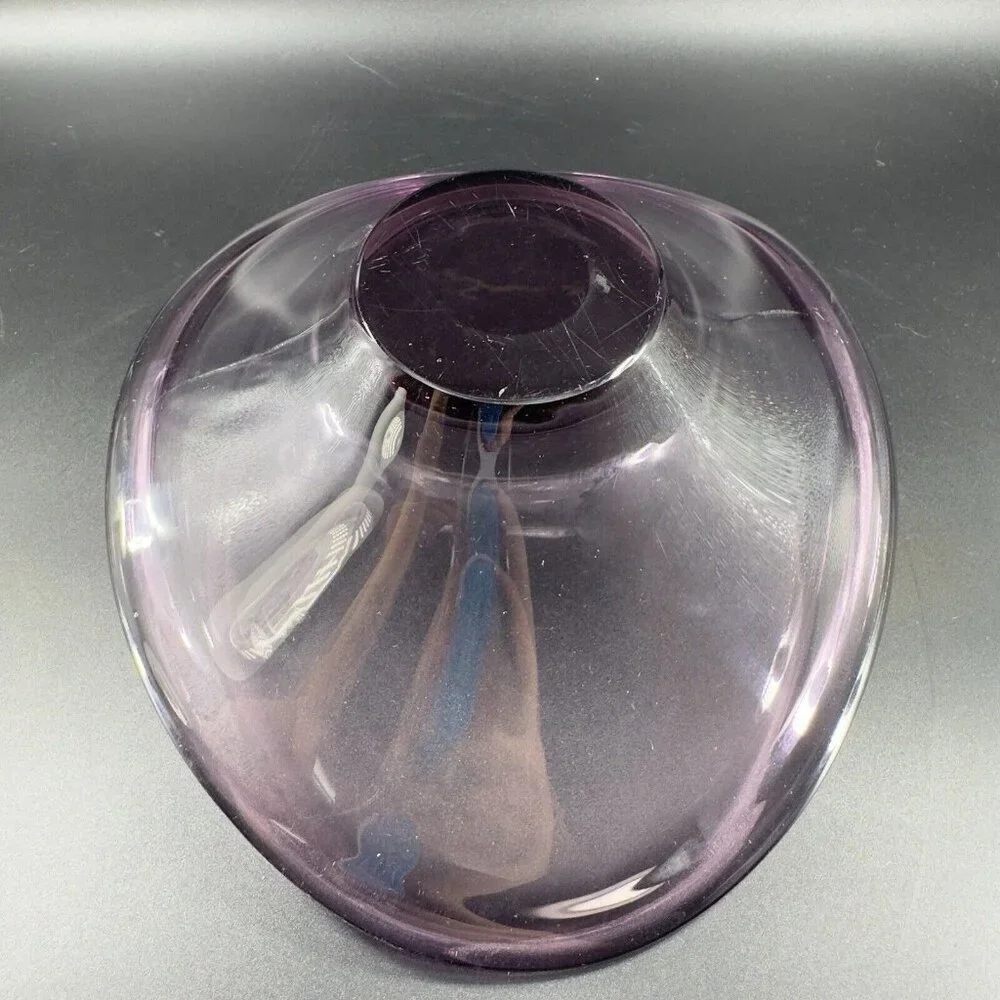 Lotta Peterson for IKEA Transparent Purple Mouth Blown Freeform Glass‎ Bowl Dish